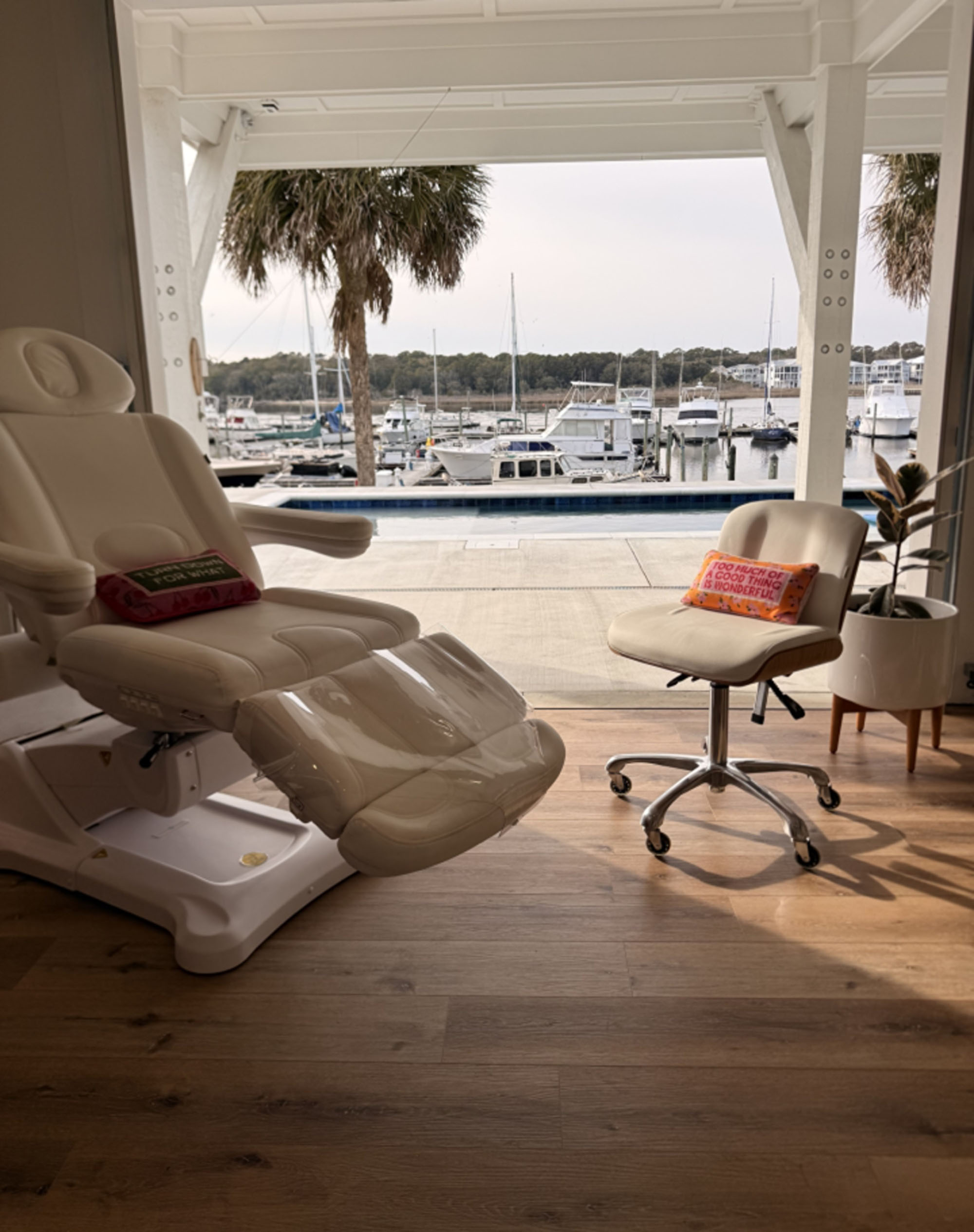 the treatment chair with a nice view at the Injectables by Dr. Stacy clinic